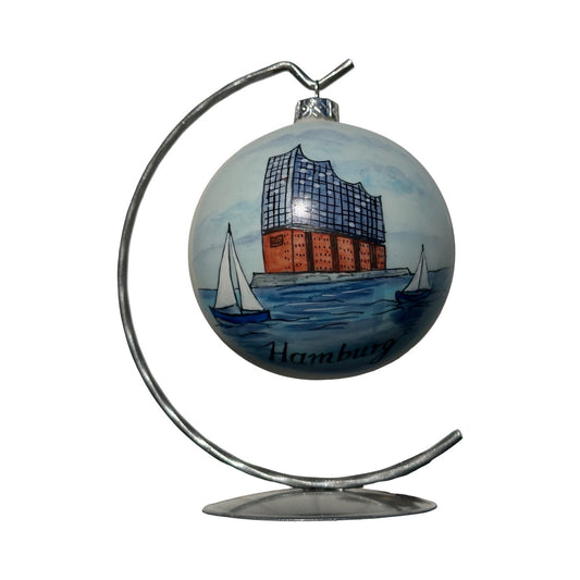 Handbemalte Weihnachtskugel Elbphilharmonie Hamburg Glas Christbaumschmuck