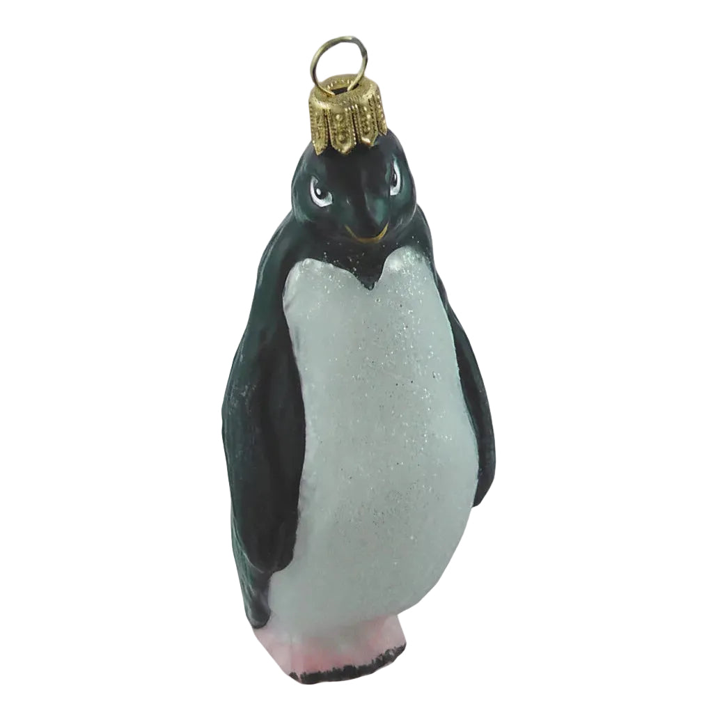 „Weihnachtsbaumanhänger Pinguin aus mundgeblasenem Glas, handbemalt, schwarz-weiß, Christbaumschmuck Made in Poland"