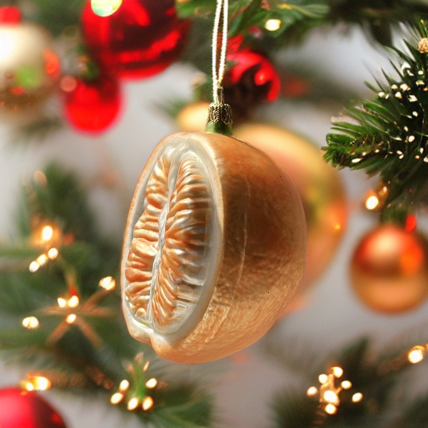 Orange (1/2) Christbaumschmuck Glas Obstform Weihnachtsbaumkugel