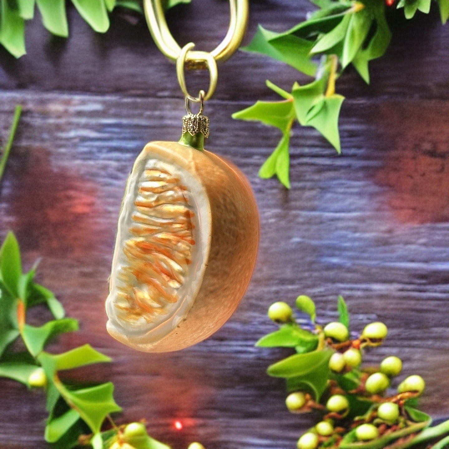 Orange 1/4 Christbaumschmuck Glas Obstform Weihnachtsbaumkugel