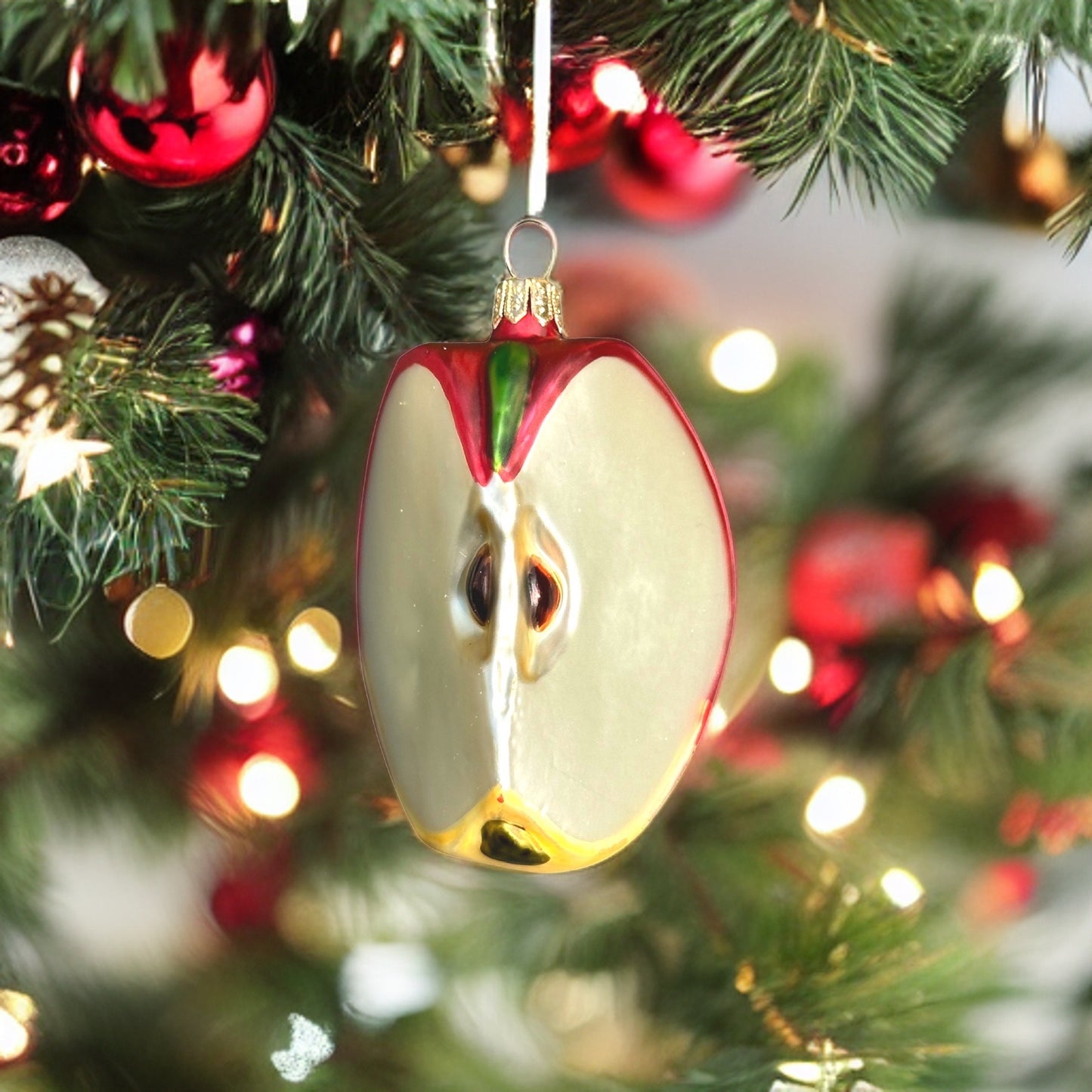 Apfel 1/4 Christbaumschmuck Glas Obstform Weihnachten Anhänger