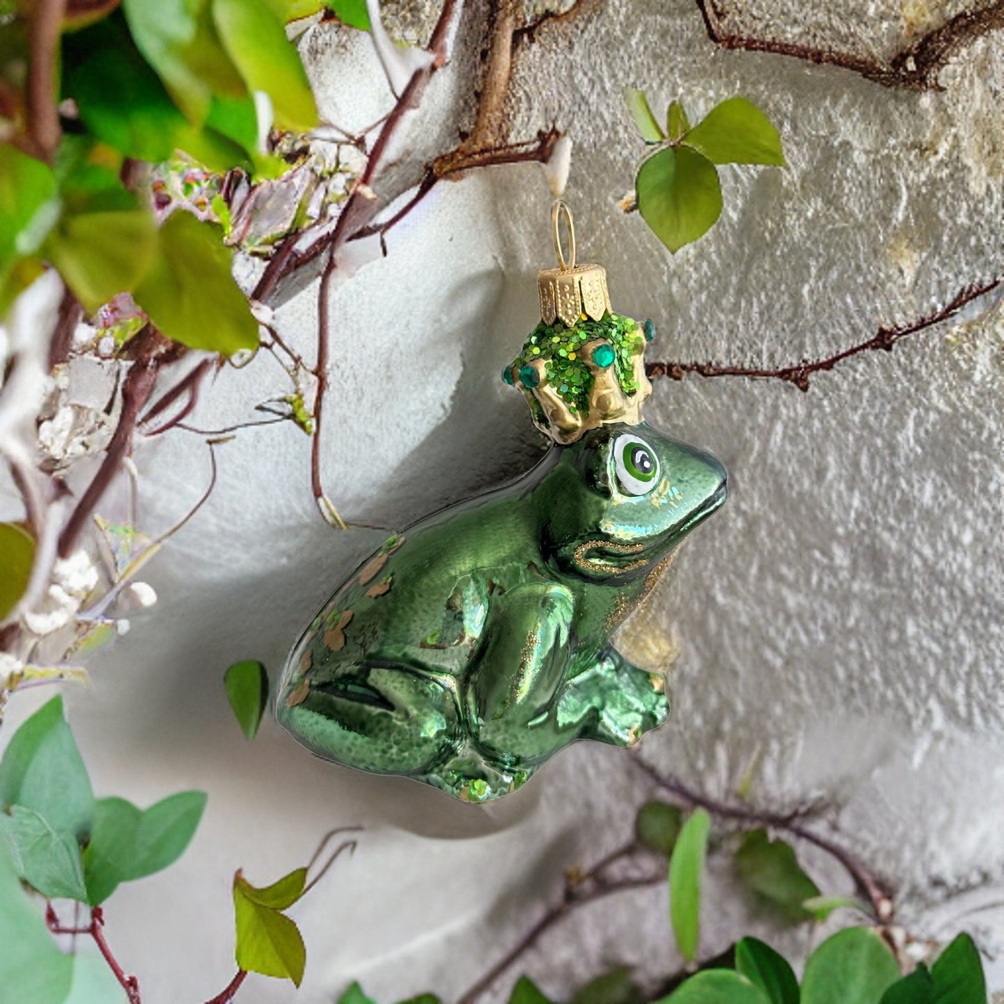 Froschkönig Christbaumschmuck Glas Tier Weihnachtsbaumanhänger