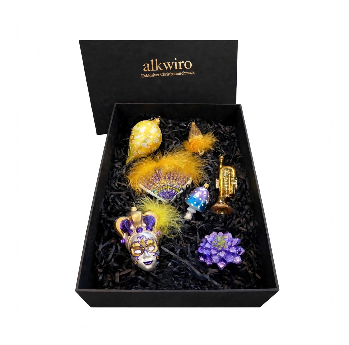 Venezianische Maskerade – 7er Luxus Box Gold & Violett