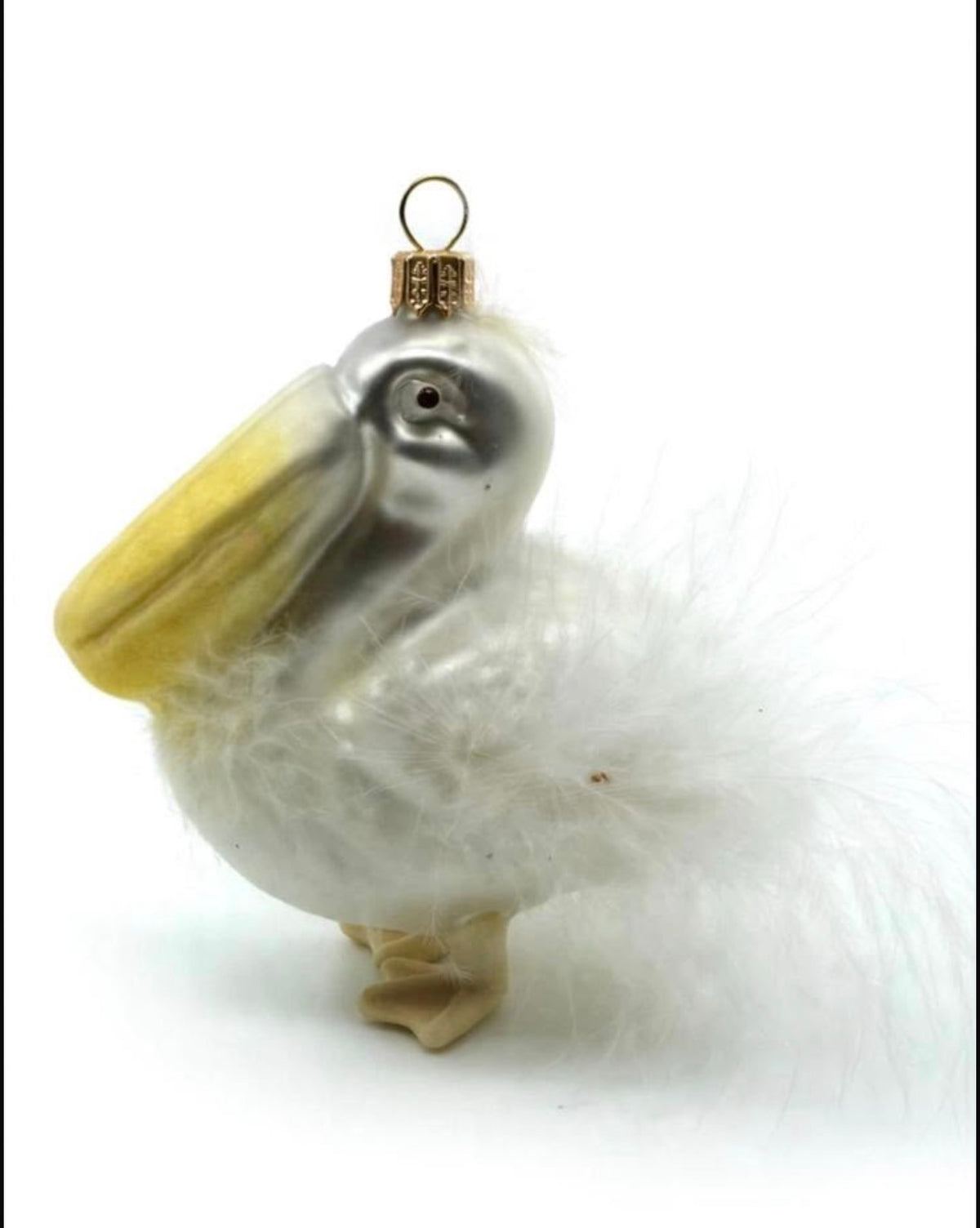 Pelikan Silber- Schwarz Christbaumschmuck Glas 10 cm
