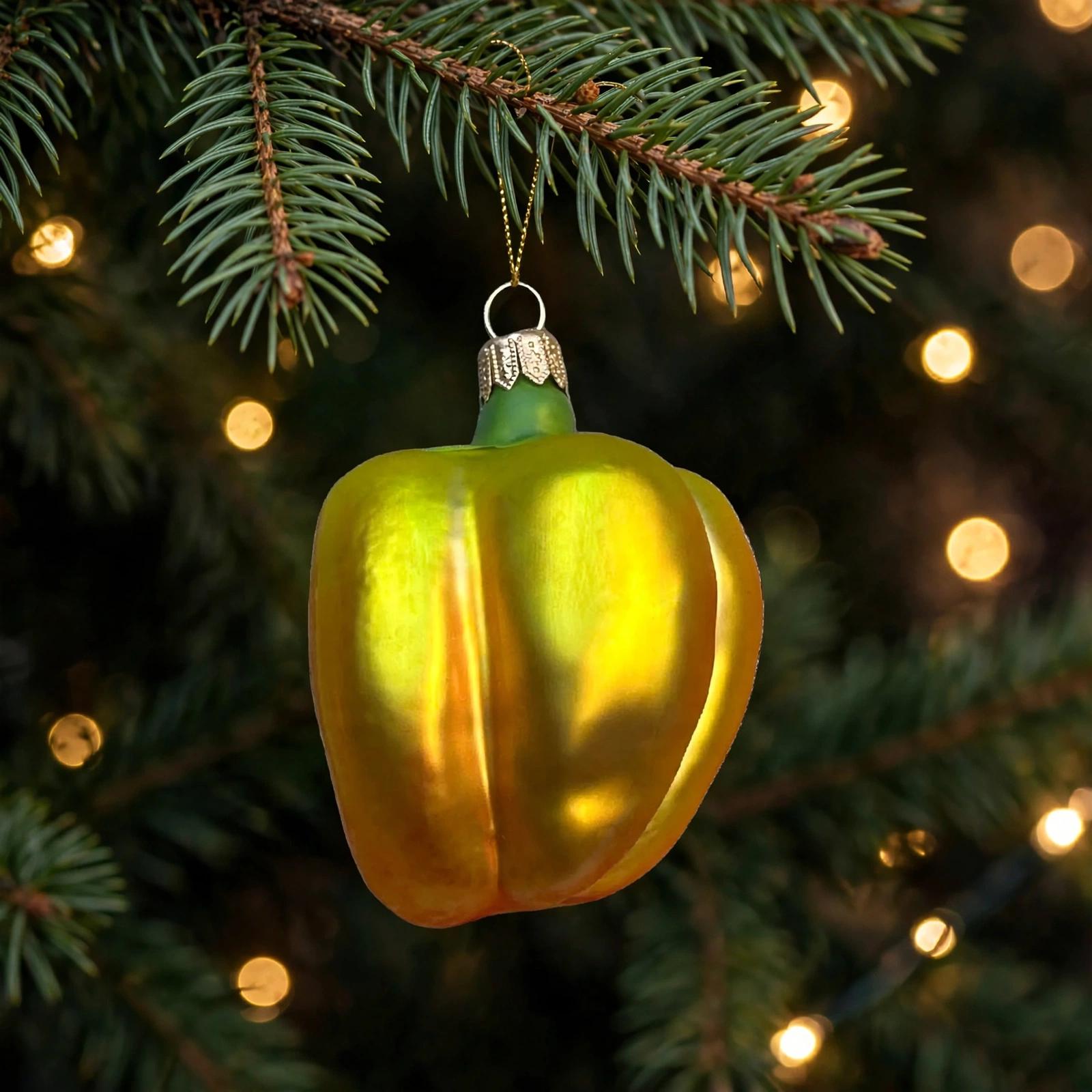 Gelbe paprikahälfte chritbaumschmuck glas 6 cm Weihnachtsbaum 