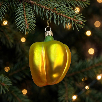 Gelbe paprikahälfte chritbaumschmuck glas 6 cm Weihnachtsbaum 