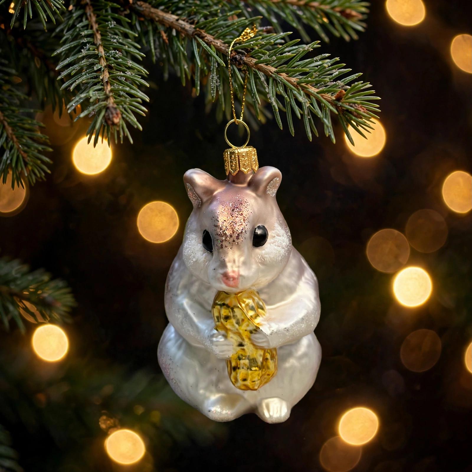 Hamster Christbaumschmuck Glas 8cm Weihnachtsbaum