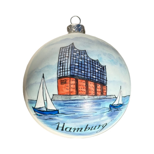 Handbemalte Weihnachtskugel Elbphilharmonie Hamburg Glas Christbaumschmuck  