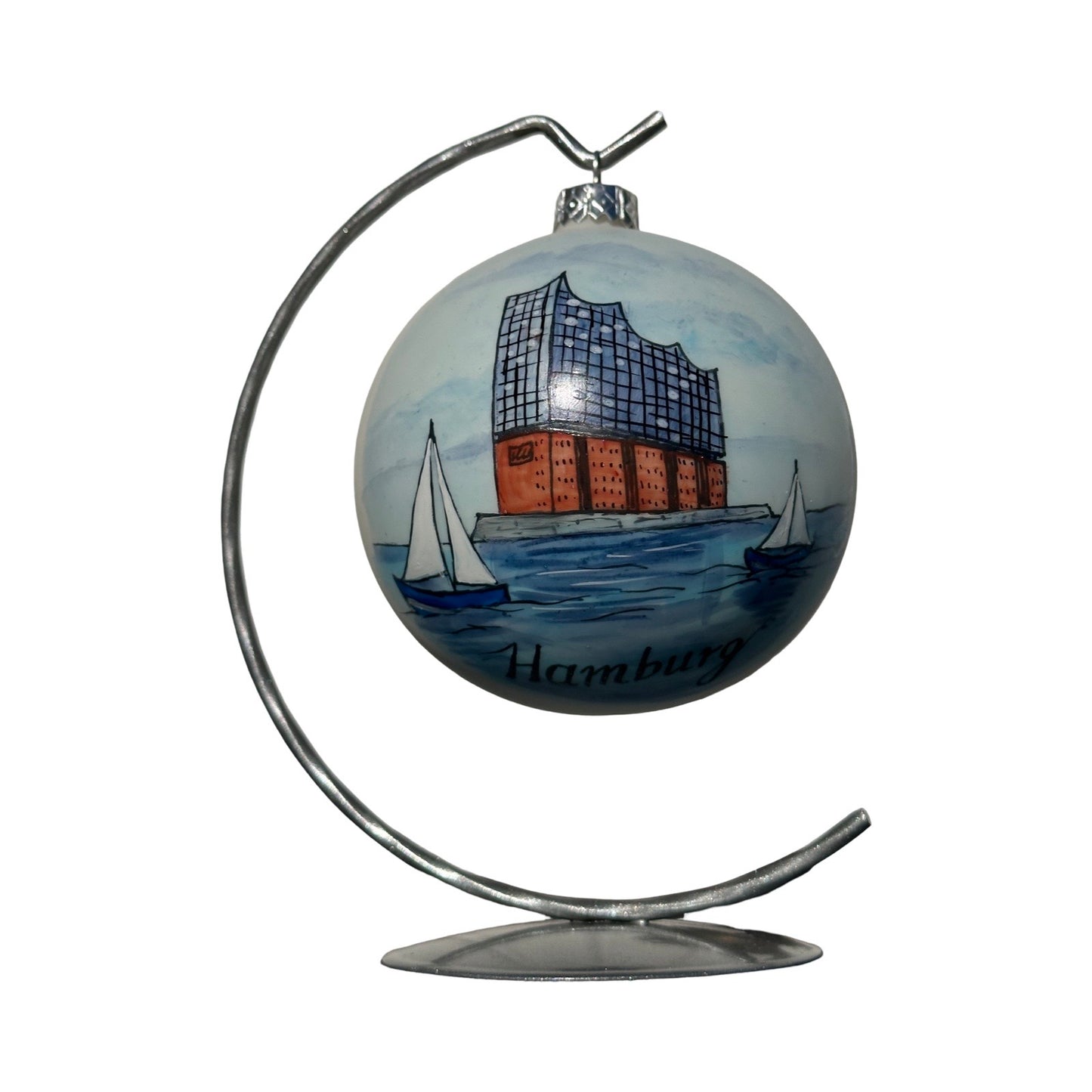 Handbemalte Weihnachtskugel Elbphilharmonie Hamburg Glas Christbaumschmuck  