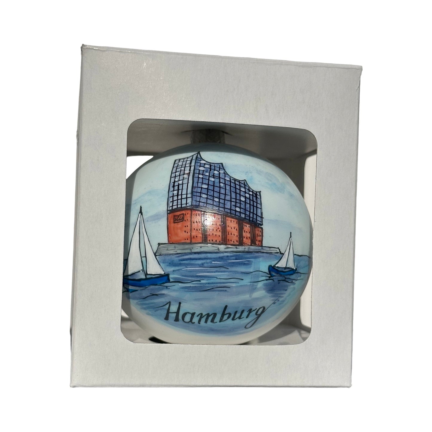 Handbemalte Weihnachtskugel Elbphilharmonie Hamburg Glas Christbaumschmuck  