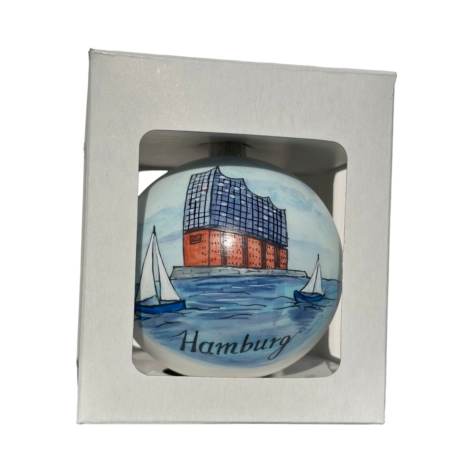 Handbemalte Weihnachtskugel Elbphilharmonie Hamburg Glas Christbaumschmuck  