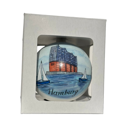 Handbemalte Weihnachtskugel Elbphilharmonie Hamburg Glas Christbaumschmuck  