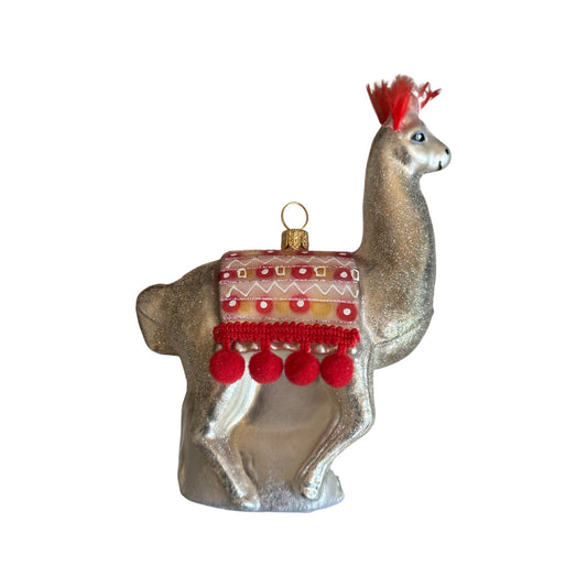 Lama mit Decke Christbaumschmuck Glas 10cm