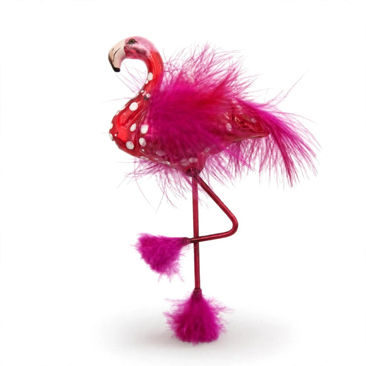 Flamingo Christbaumschmuck Glas Rosa 12 cm