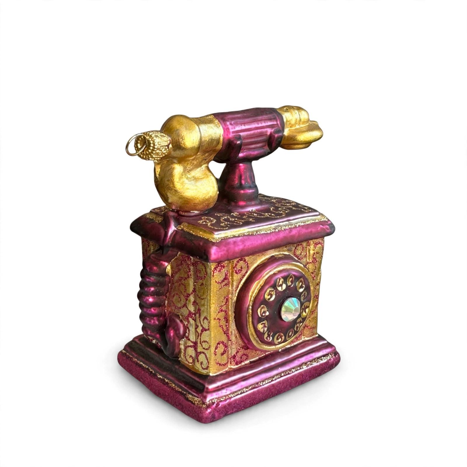 Retro- Telefon- Weihnachtsschmuck- Glas- 12 cm