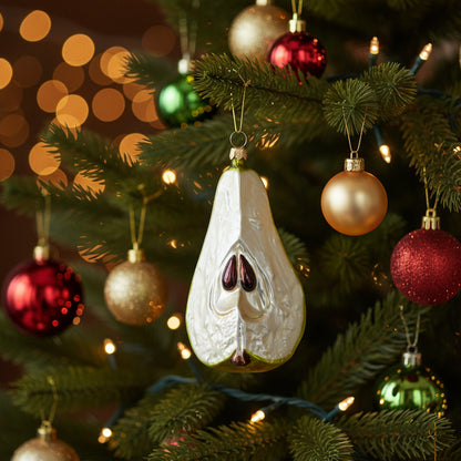 Birne Chritstbaumschmuck Glas 9cm 1/4 Birne, Weihnachtsbaum