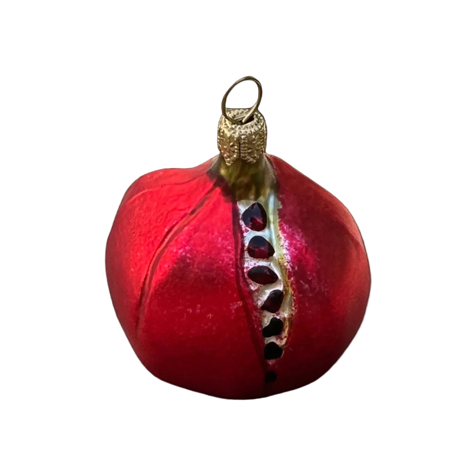 Granatapfel Christbaumschmuck Glas 6cm Hälfte Hinterseite