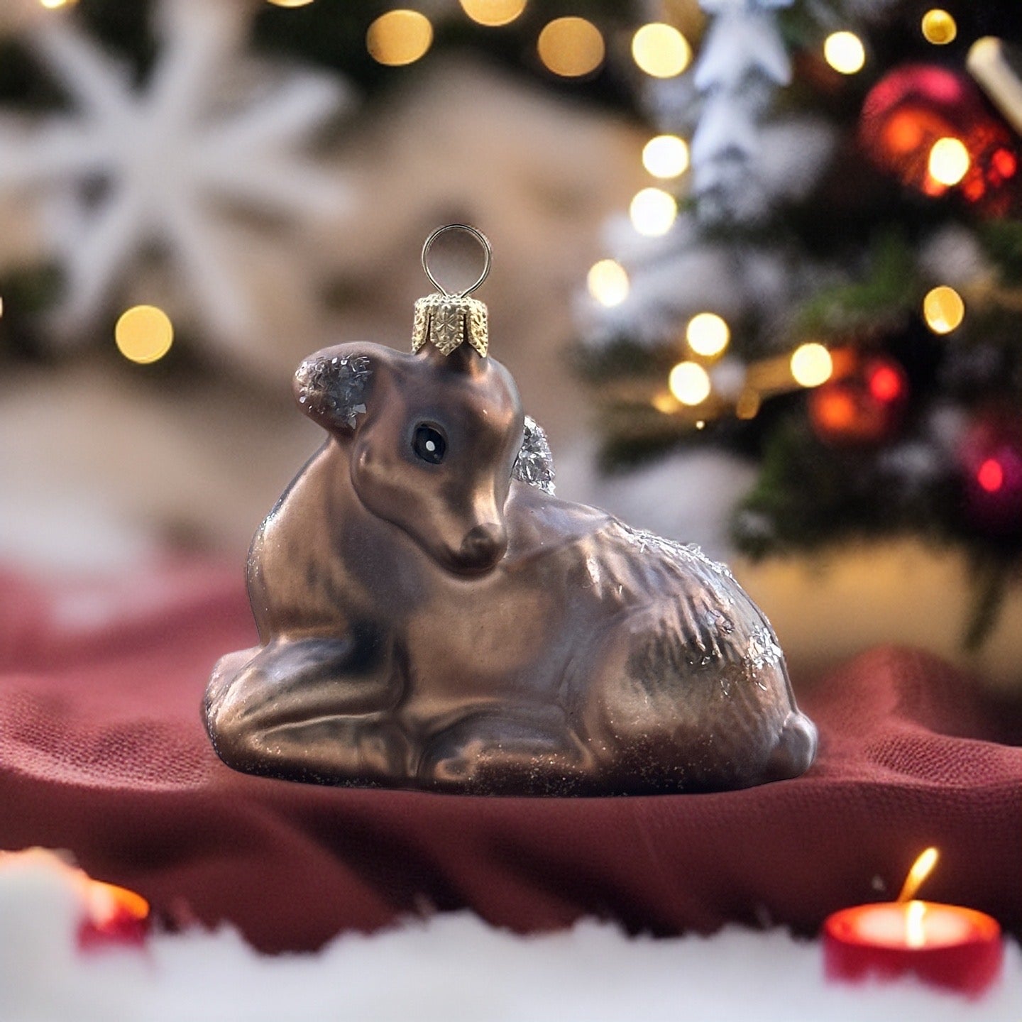 Kleines Reh Christbaumschmuck Glas 10 cm Tischdeko