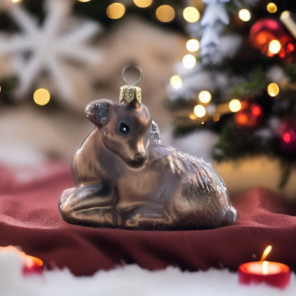 Kleines Reh Christbaumschmuck Glas 10 cm Tischdeko