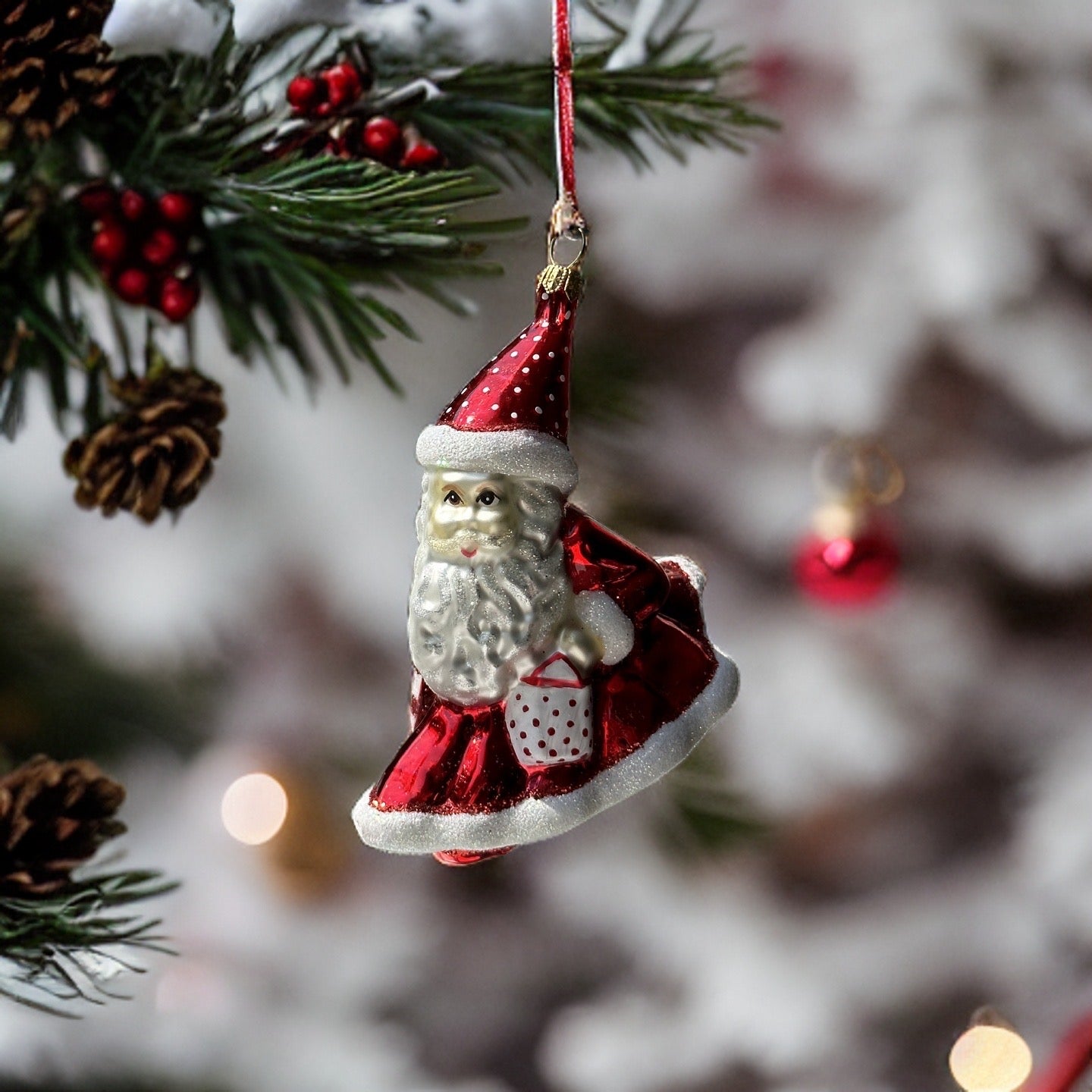 Weihnachtsmann mit Zuckerstange Christbaumschmuck Glas Weihnachtsbaumanhänger